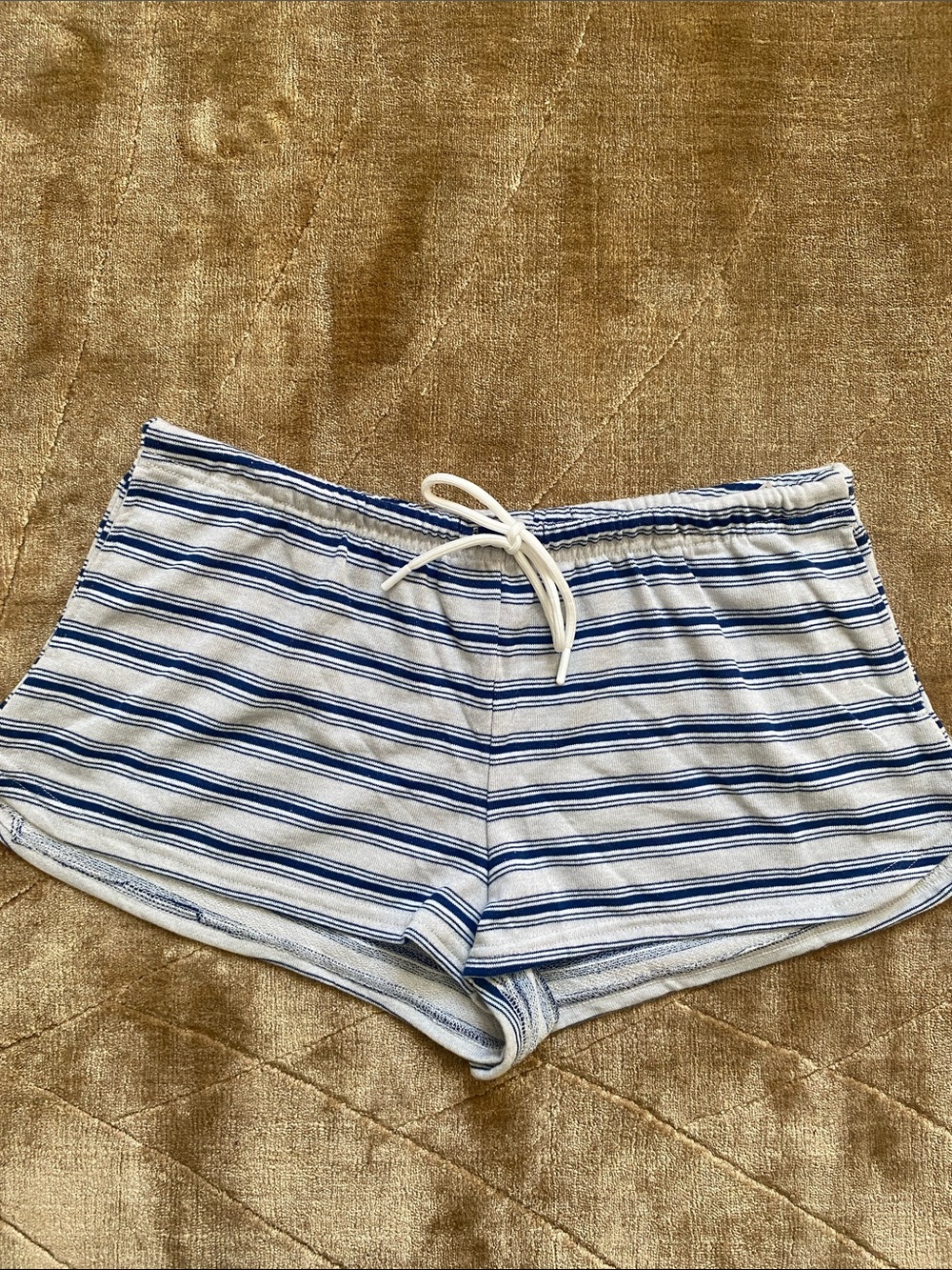 Retro Striped Blue & White Drawstring Shorties